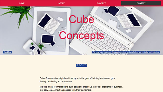 Cube concepts beautiful fast loading website designed by Caseray Solutions